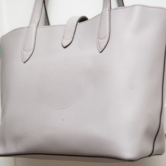 Kate Spade Purse Gray Shoulder Bag Spade Logo Turn Clasp Easy Clean - Picture 3 of 4